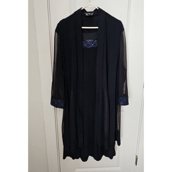 R&M Richards Woman 2 Piece Dress Suit Navy with Blue Embellishments Quiet Luxury - Picture 3 of 16
